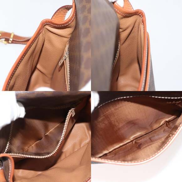 CELINE Macadam Canvas Shoulder Bag Pvc Leather Brown Gold - Picture 12 of 13